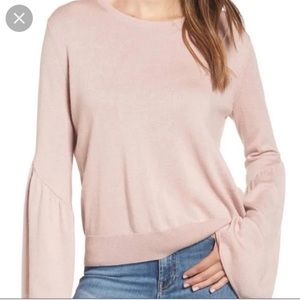 Blush pink bell sleeve sweater